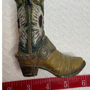 Vintage Cowboy Boot Trinket‎ Figurine Western Decor Stars Eagle Floral